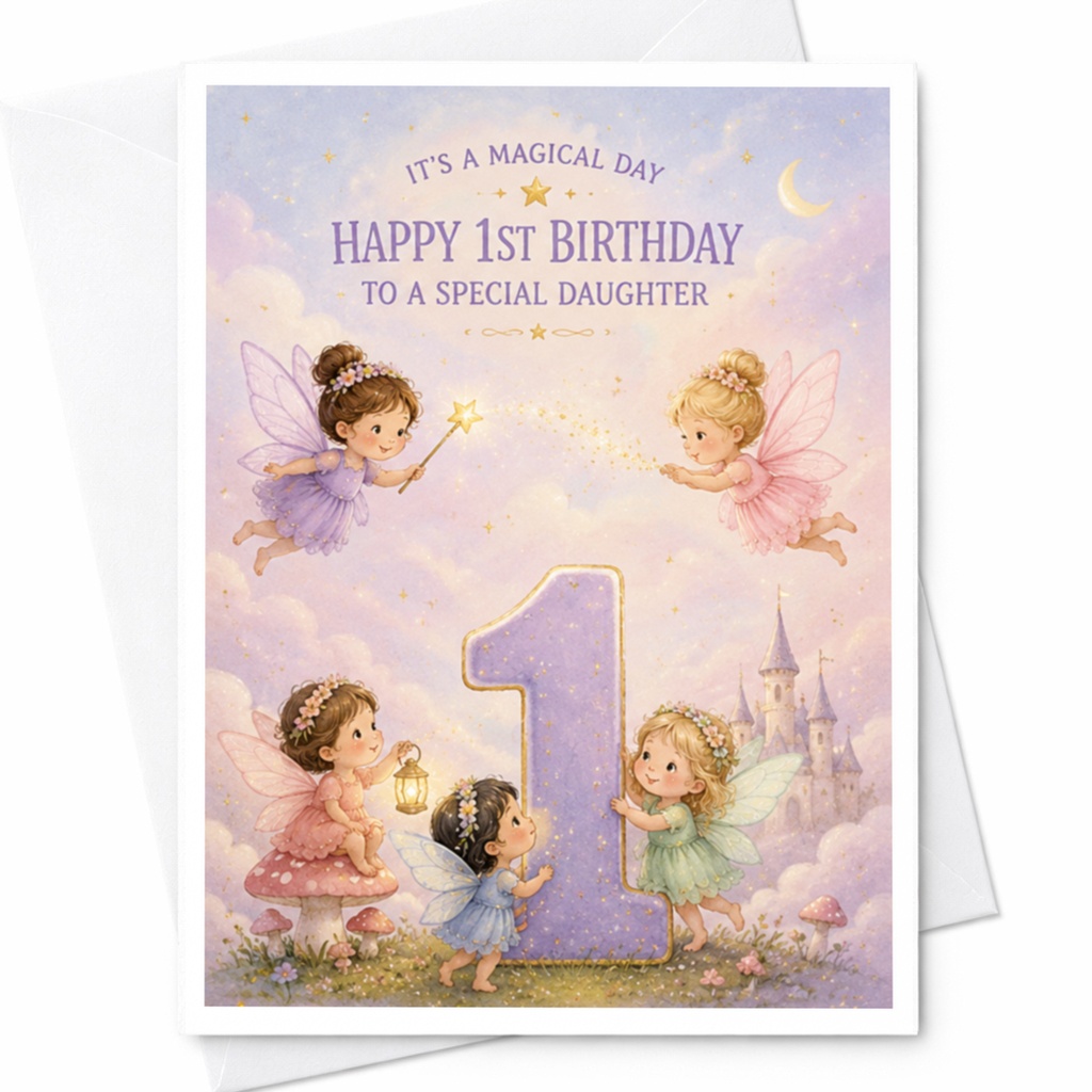 It's A Magical Day Happy 1st Birthday To A Special Daughter Fairy Theme 1st Birthday Card For Daughter Cute Magical Celebration C3899