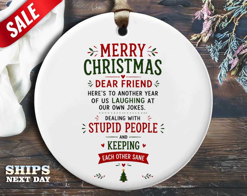 Merry Christmas Dear Friend Ornament Funny Christmas Ornament For Friend Holiday Decor Keepsake Gift O15
