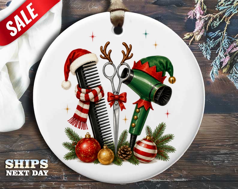 Christmas Hairdresser Tools Ornament Festive Holiday Decor Hair Salon Gift Barber Stylist Christmas Tree Decoration O11