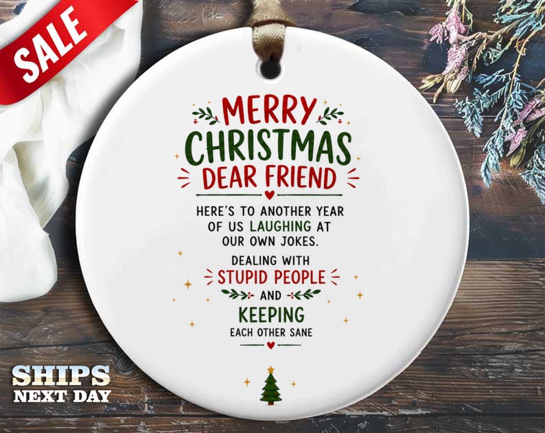 Merry Christmas Dear Friend Ornament Funny Holiday Decor Gift For Best Friend Xmas Tree Decoration Keepsake O14