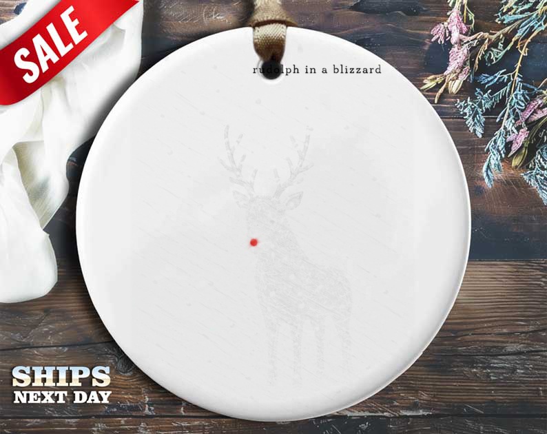 Rudolph In A Blizzard Christmas Ornament Funny Holiday Decor Reindeer Red Nose Winter Decoration Gift For Christmas Tree O34