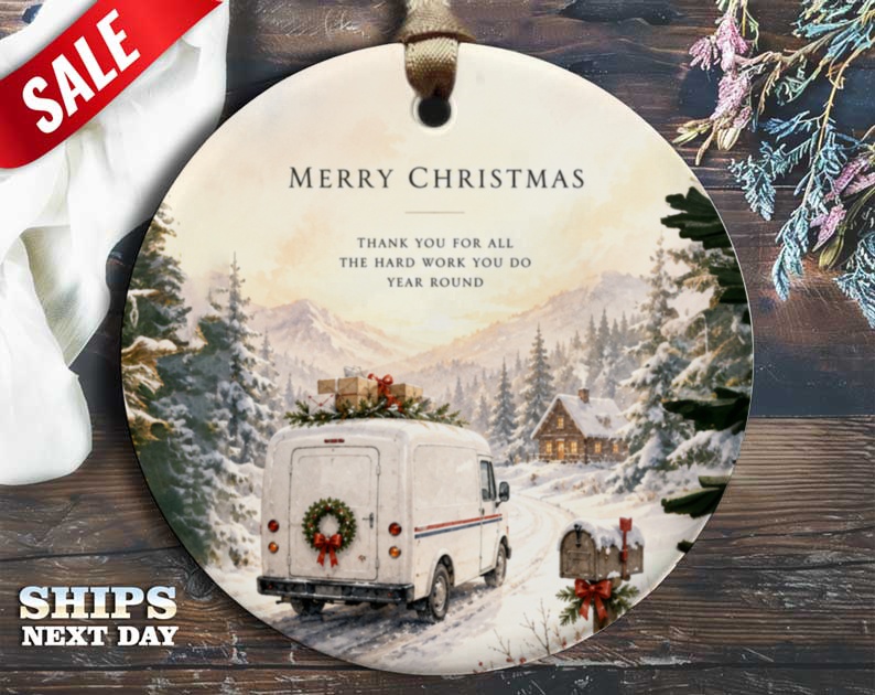 Merry Christmas Thank You Ornament Postal Worker Appreciation Holiday Gift Snowy Scene Christmas Ornament O57