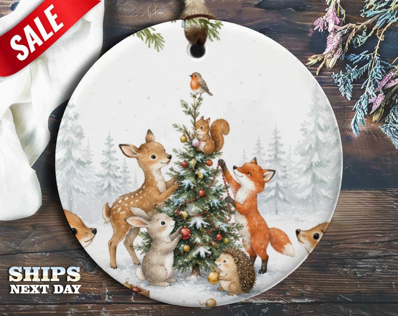 Woodland Animals Christmas Ornament Cute Forest Creatures Holiday Decor Winter Tree Decoration For Nature Lovers O93