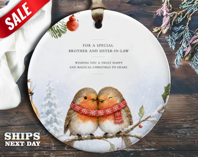 For A Special Brother And Sister-In-Law Christmas Ornament Robins With Scarf Magical Holiday Decor Winter Gift O100