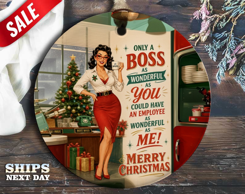 Only A Boss As Wonderful As You Christmas Ornament Retro Holiday Decor Employee Gift Office Decoration O60