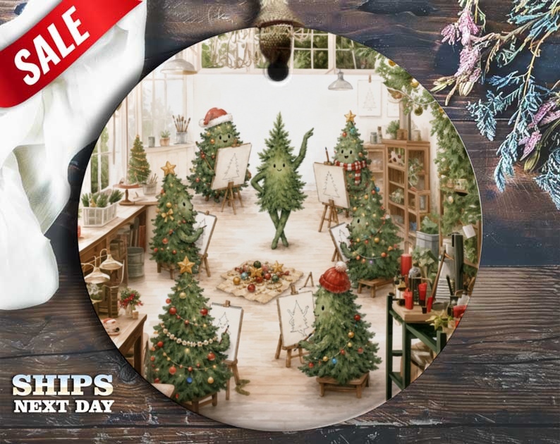 Christmas Tree Art Class Ornament Cute Holiday Decor Festive Christmas Decoration For Tree Lovers Whimsical Winter Ornament O76