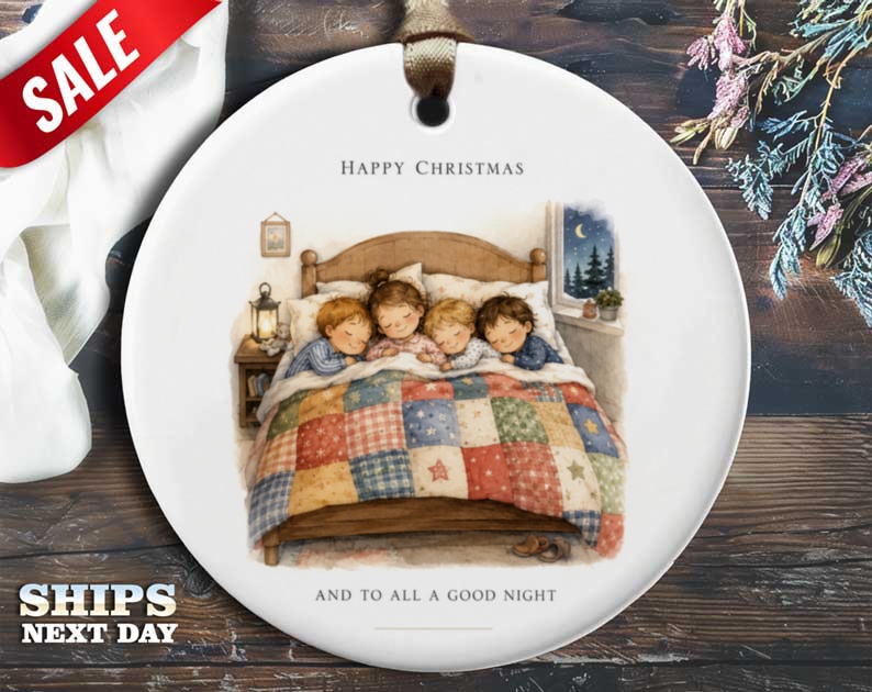 Happy Christmas And To All A Good Night Ornament Cozy Christmas Decor Kids Sleeping Holiday Ornament Cute Winter Decoration O81