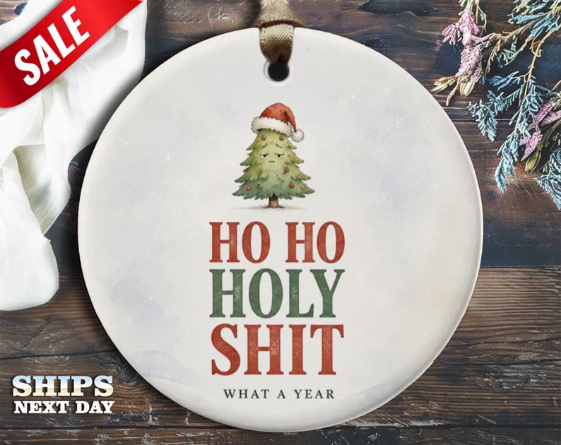 Ho Ho Holy Shit What A Year Funny Christmas Ornament Holiday Tree Decoration Gift Idea O90