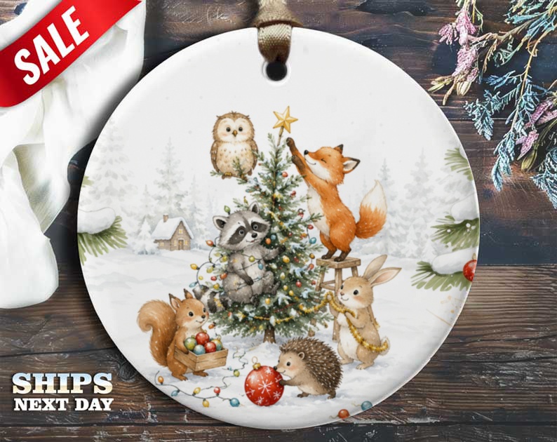 Woodland Animals Christmas Ornament Cute Forest Creatures Holiday Decor Winter Tree Decoration For Nature Lovers O94