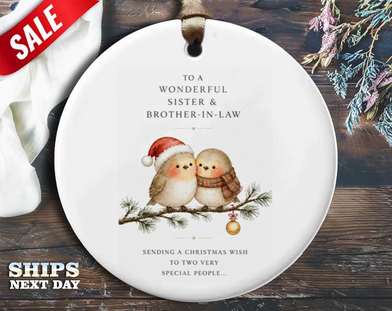 To A Wonderful Sister & Brother-In-Law Christmas Ornament Cute Birds Holiday Decor Gift For Family Festive Tree Decoration O98
