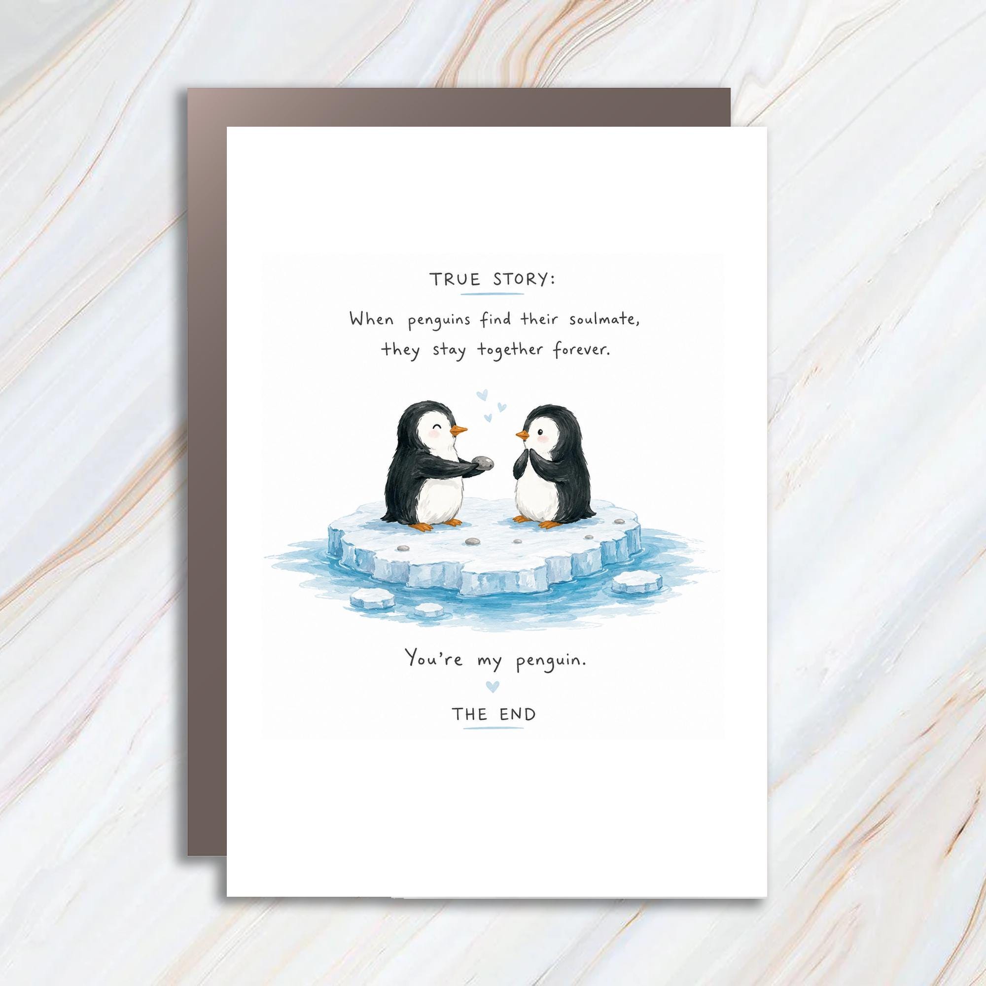 True Story: When Penguins Find Their Soulmate Love Card Cute Penguins You're My Penguin Romantic Anniversary Card For Couple AC133