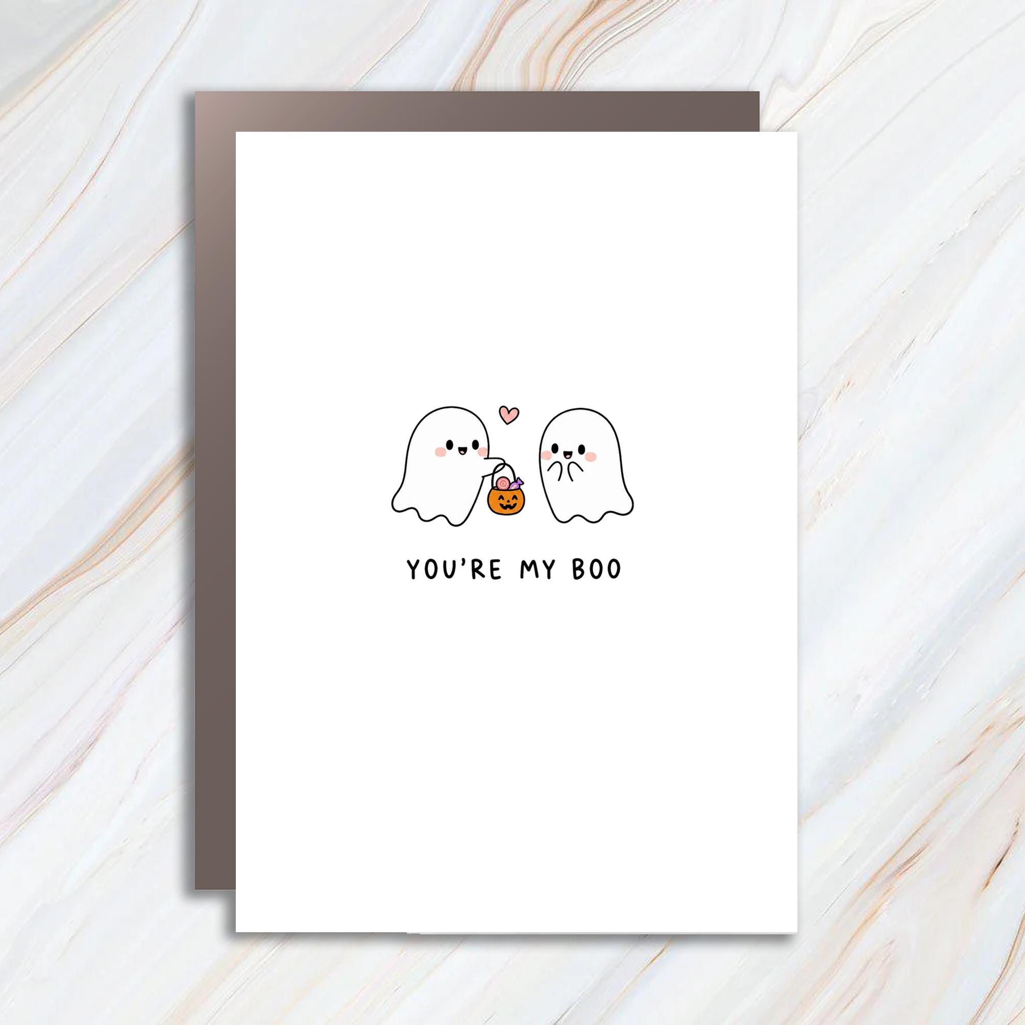 You're My Boo Halloween Card Cute Ghost Couple With Candy Romantic Greeting Card For Partner Sweet Love Card HC6