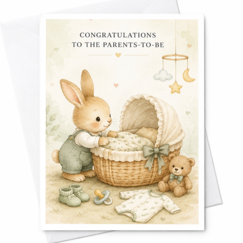 Congratulations To The Parents-To-Be Pregnancy Congratulations Card Cute Bunny Baby Shower Card For Mum And Dad To Be C3950