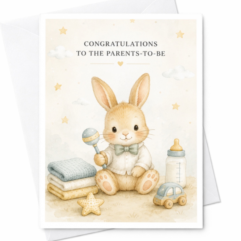 Congratulations To The Parents-To-Be Pregnancy Congratulations Card Cute Bunny Baby Shower Card For Mum And Dad To Be C3951