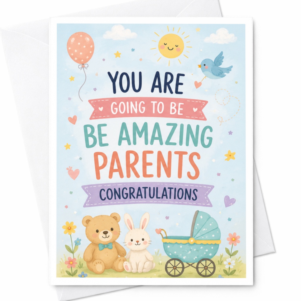 You Are Going To Be Amazing Parents Congratulations New Parents Card Baby Shower Greeting Card Cute Animal For Expecting Co C3960