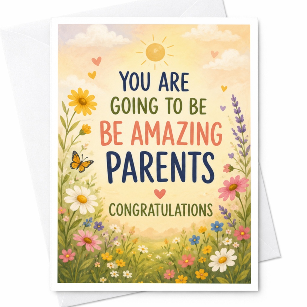 You Are Going To Be Amazing Parents Congratulations New Parents Card Baby Shower Greeting Card Floral For Expecting Couple C3961
