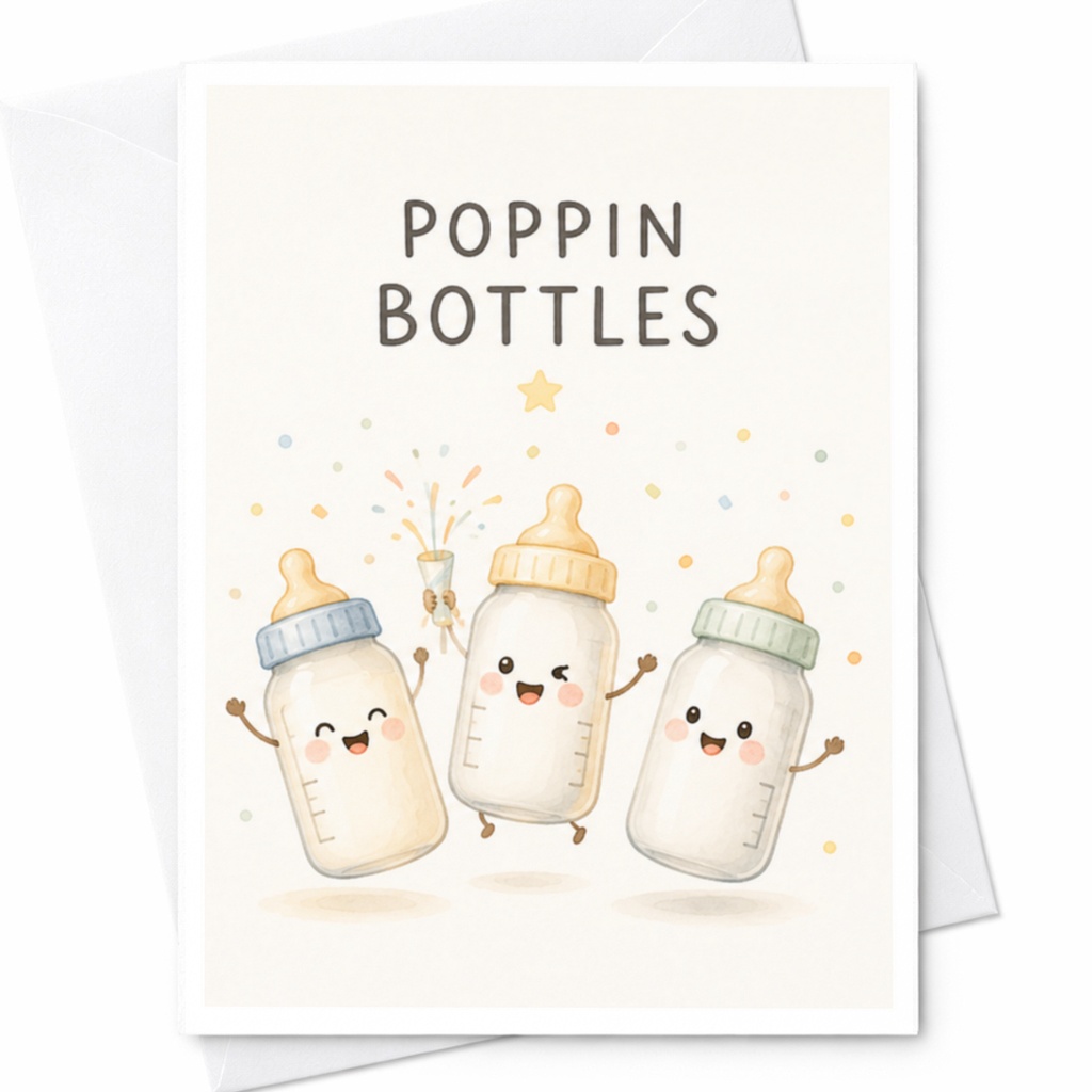 Poppin Bottles Baby Shower Card Cute Expecting Mom Greeting Card New Parents Celebration Funny Baby Bottle Card C3954