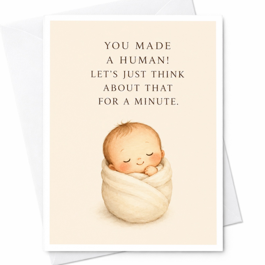 You Made A Human! Let's Just Think About That For A Minute. Baby Shower Card New Parents Cute Baby Greeting Card Pregnancy Announc C3963