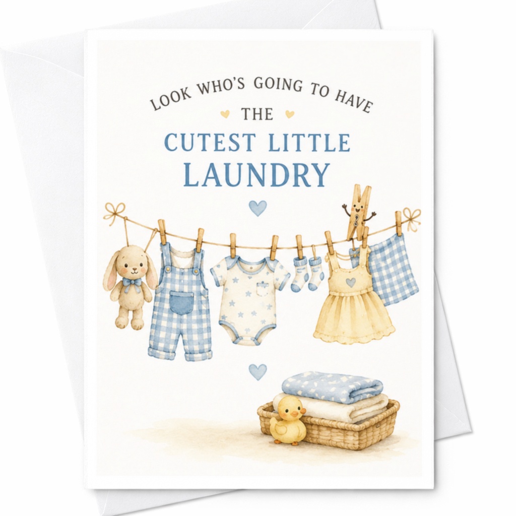 Look Who’s Going To Have The Cutest Little Laundry New Baby Card Cute Baby Shower Greeting Card For New Parents Adorable Baby Clot C3974