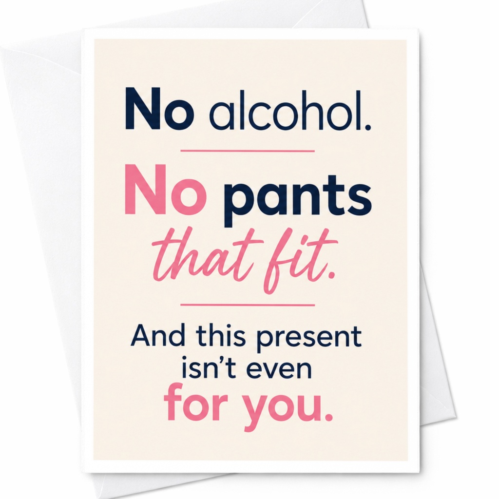 No Alcohol No Pants That Fit Funny Pregnancy Announcement Card Expecting Mom New Baby Reveal Card For Parents C3978
