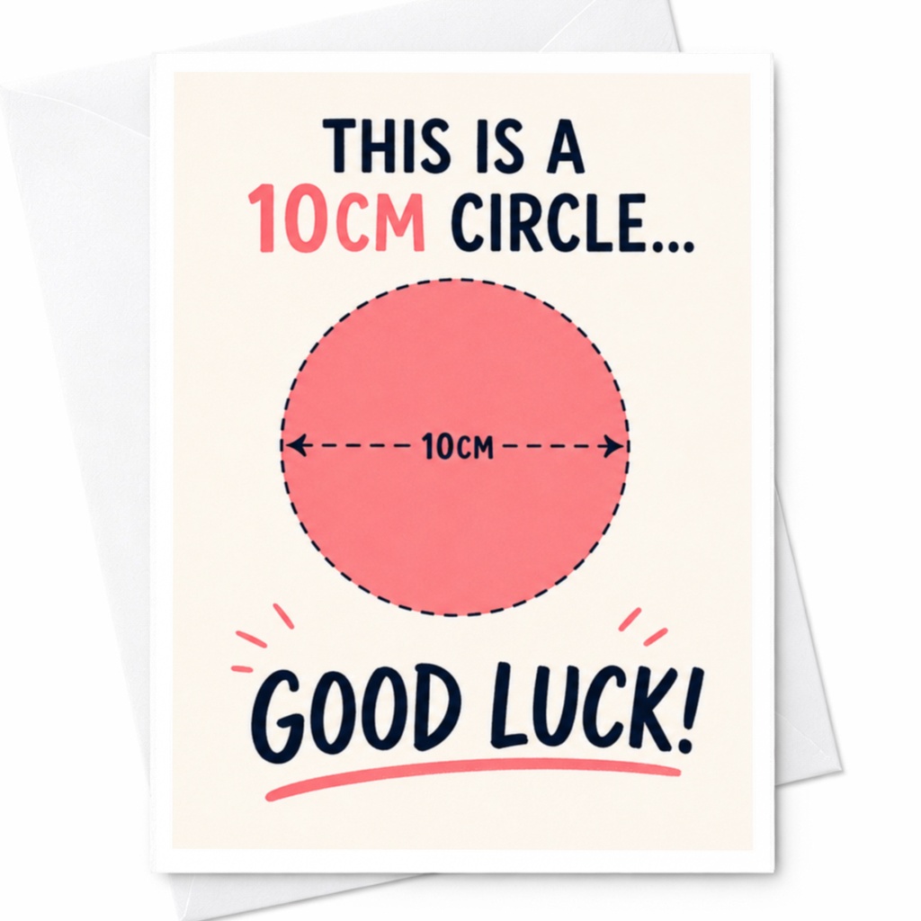 This Is A 10cm Circle... Good Luck! Funny Good Luck Card Greeting Card For Friend Encouragement Support C3977