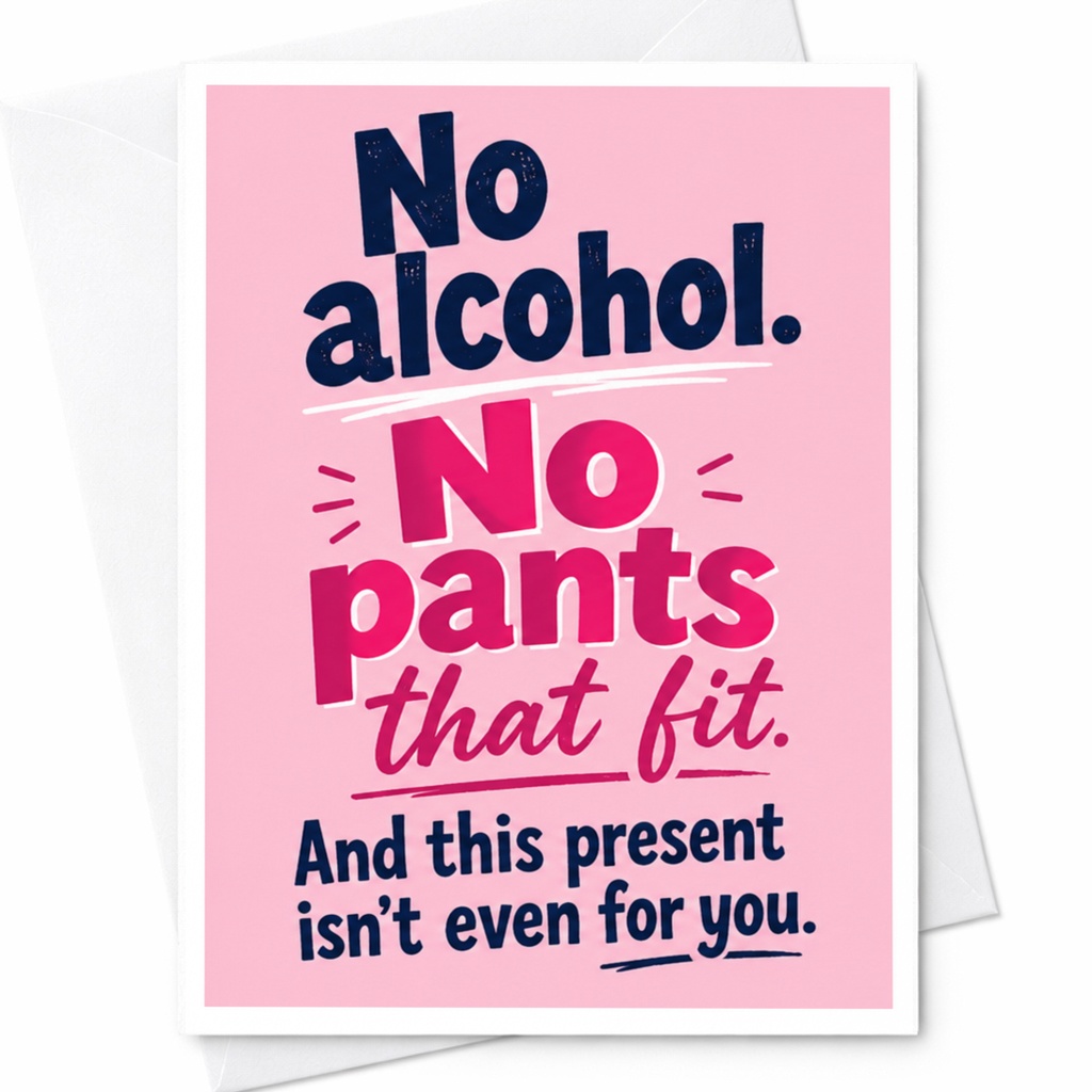 No Alcohol No Pants That Fit Funny Greeting Card New Baby Card For Parents Pregnancy Announcement Card C3979