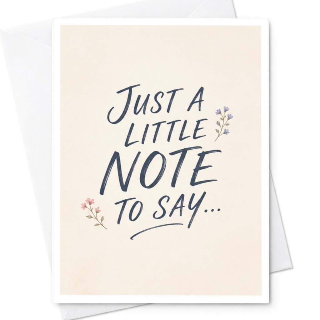 Just A Little Note To Say... Blank Greeting Card Floral Accents Everyday Card For Friend Cute Note Card Thinking Of You C3980