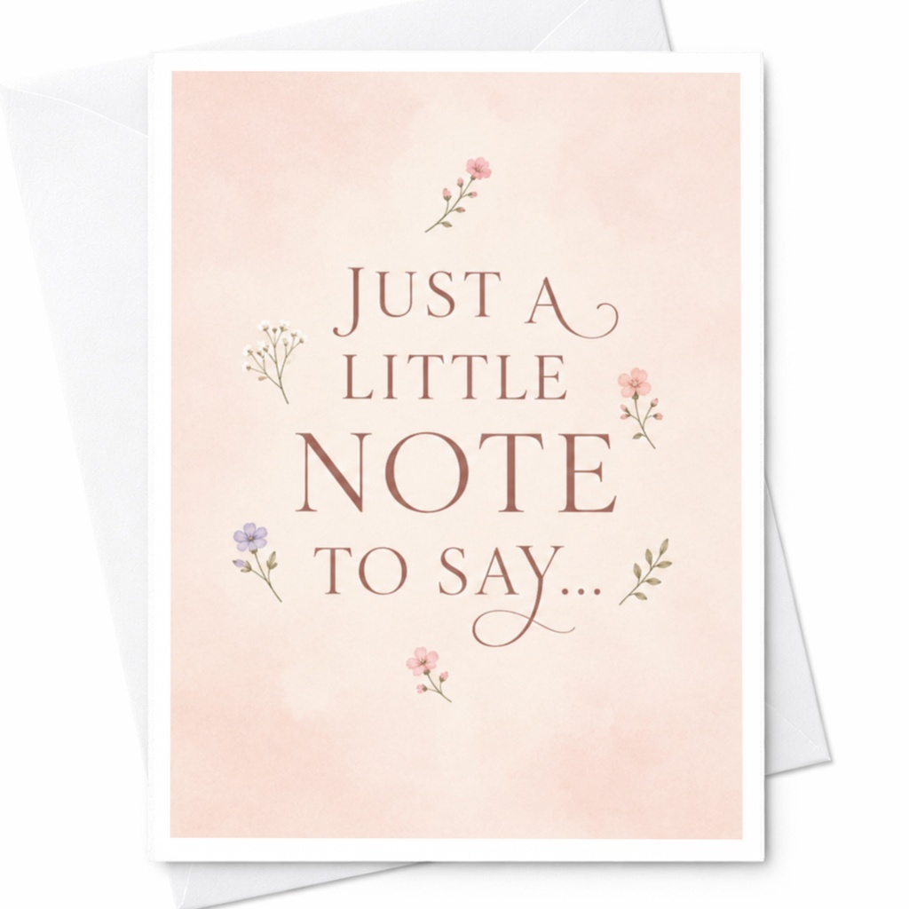 Just A Little Note To Say... Blank Greeting Card Floral Everyday Card For Friend Cute Note Card Thinking Of You C3981