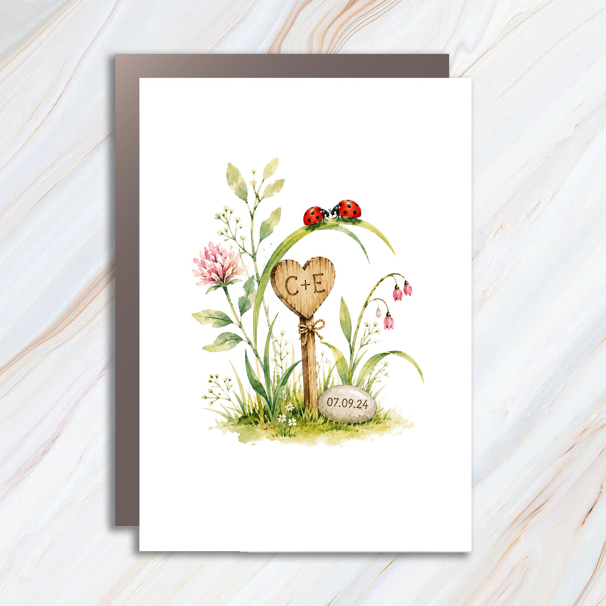 Custom Wedding Card Personalized Couple Initials Romantic Floral Anniversary Love Card For Newlyweds WC97