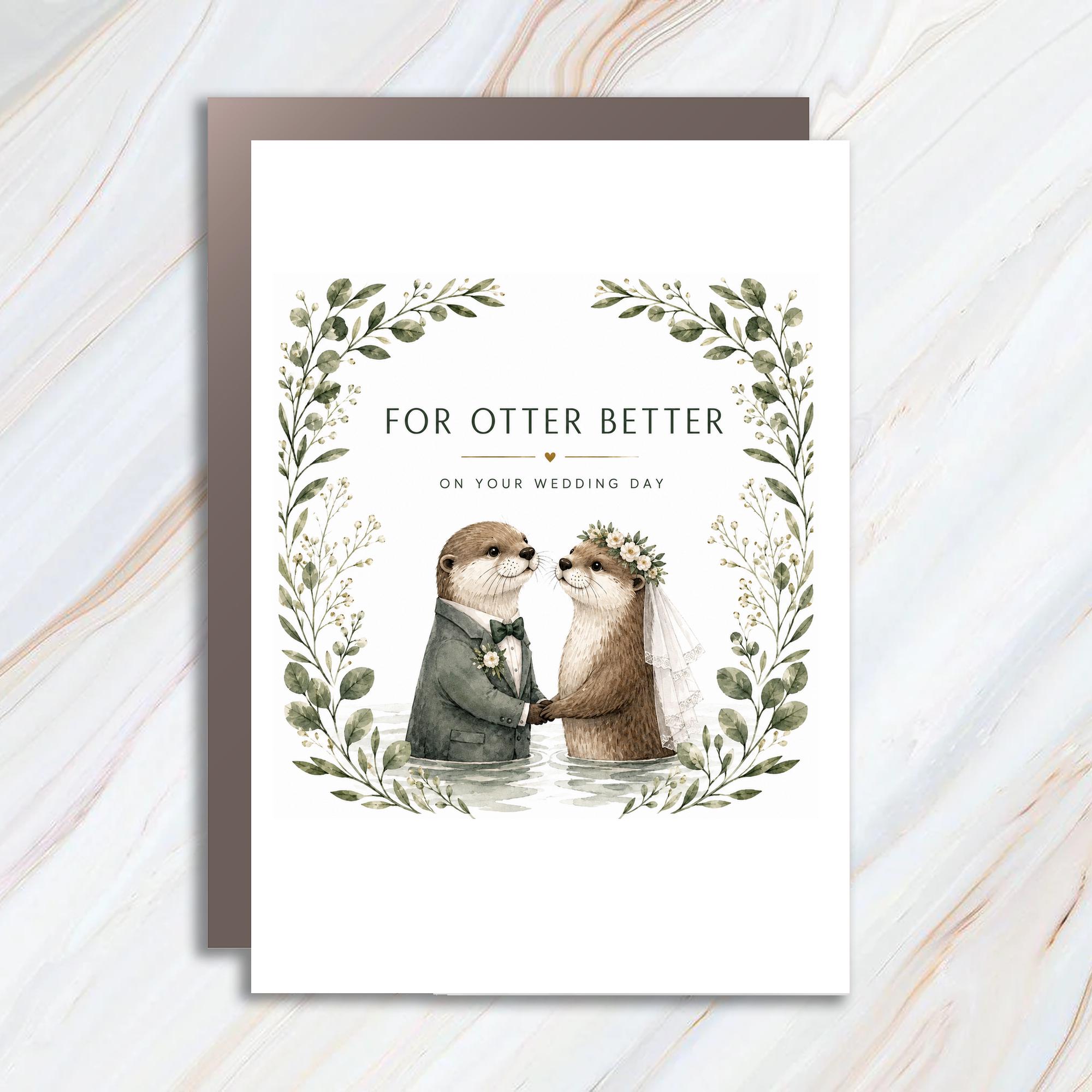 For Otter Better On Your Wedding Day Cute Wedding Card Otter Couple Romantic Greeting Card For Newlyweds Animal Lover WC112
