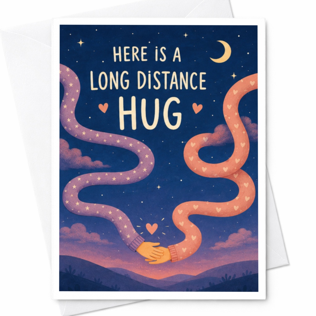 Here Is A Long Distance Hug Thinking Of You Card Cute Friendship Greeting Card For Friend Family Supportive Encouragement C3998
