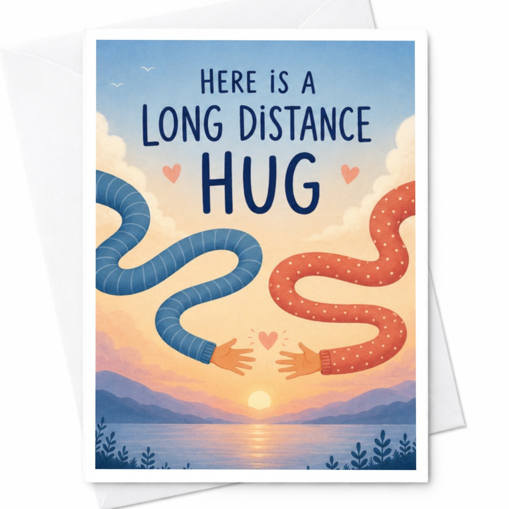 Here Is A Long Distance Hug Thinking Of You Card Cute Friendship Greeting Card For Friend Family Love Support C3999