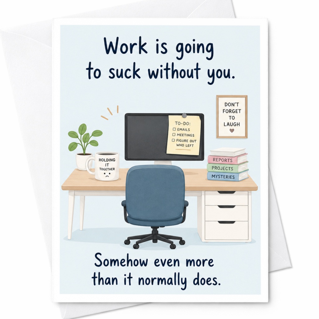 Work Is Going To Suck Without You Retirement Card Funny Office Farewell Greeting Card For Coworker Colleague Leaving C4010