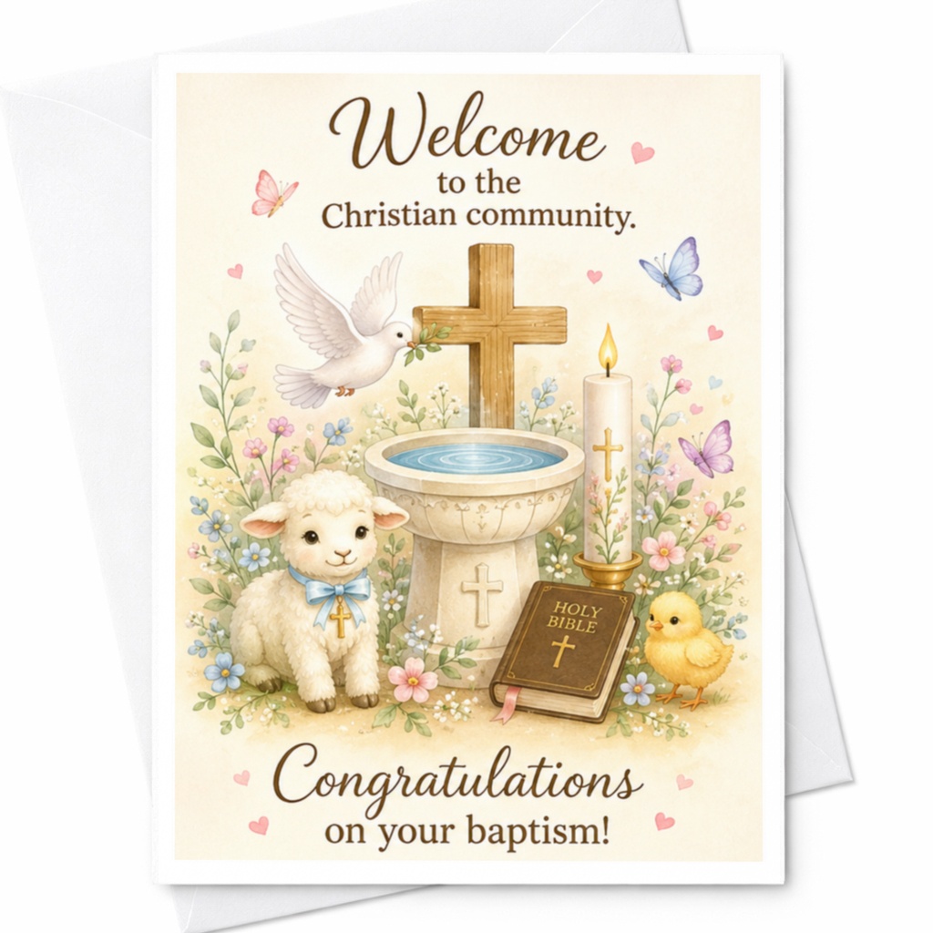 Welcome To The Christian Community Baptism Card Congratulations On Your Baptism Religious Greeting Card For Baby Or Child C4017