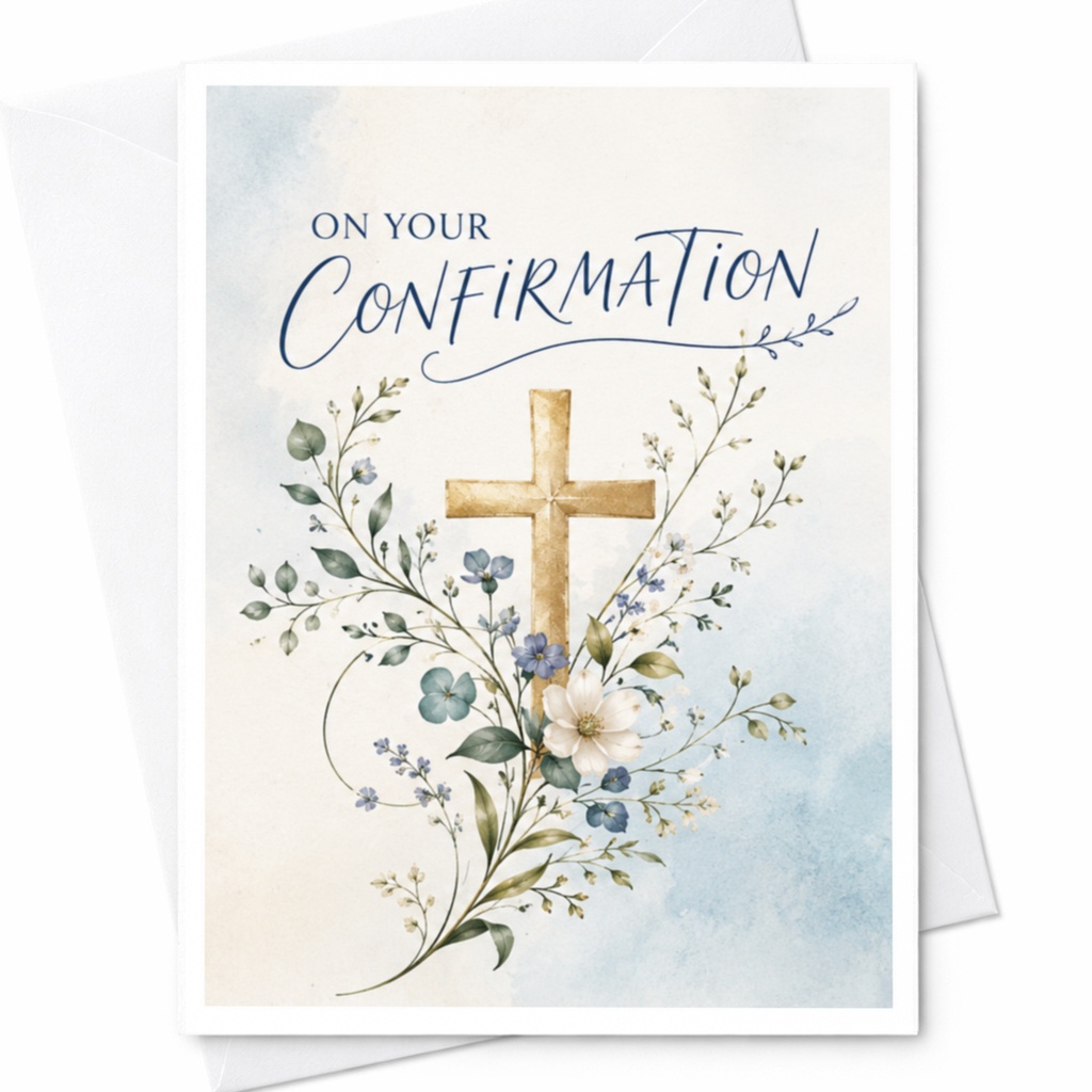 On Your Confirmation Floral Cross Confirmation Card Religious Greeting Card For Him Her Faith Celebration Spiritual C4018
