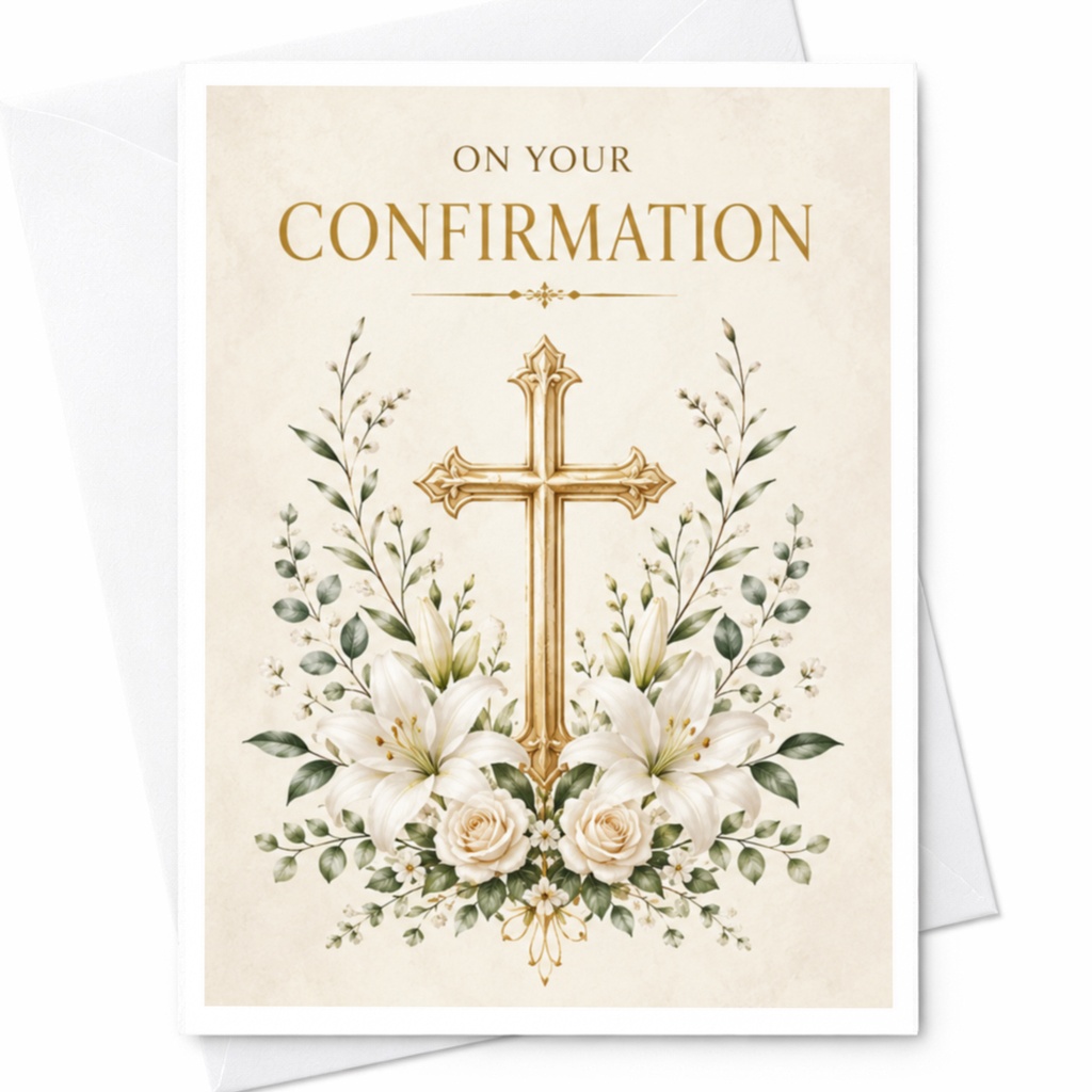 On Your Confirmation Religious Confirmation Card Elegant Floral Cross Christian Greeting Card For Special Occasion C4019