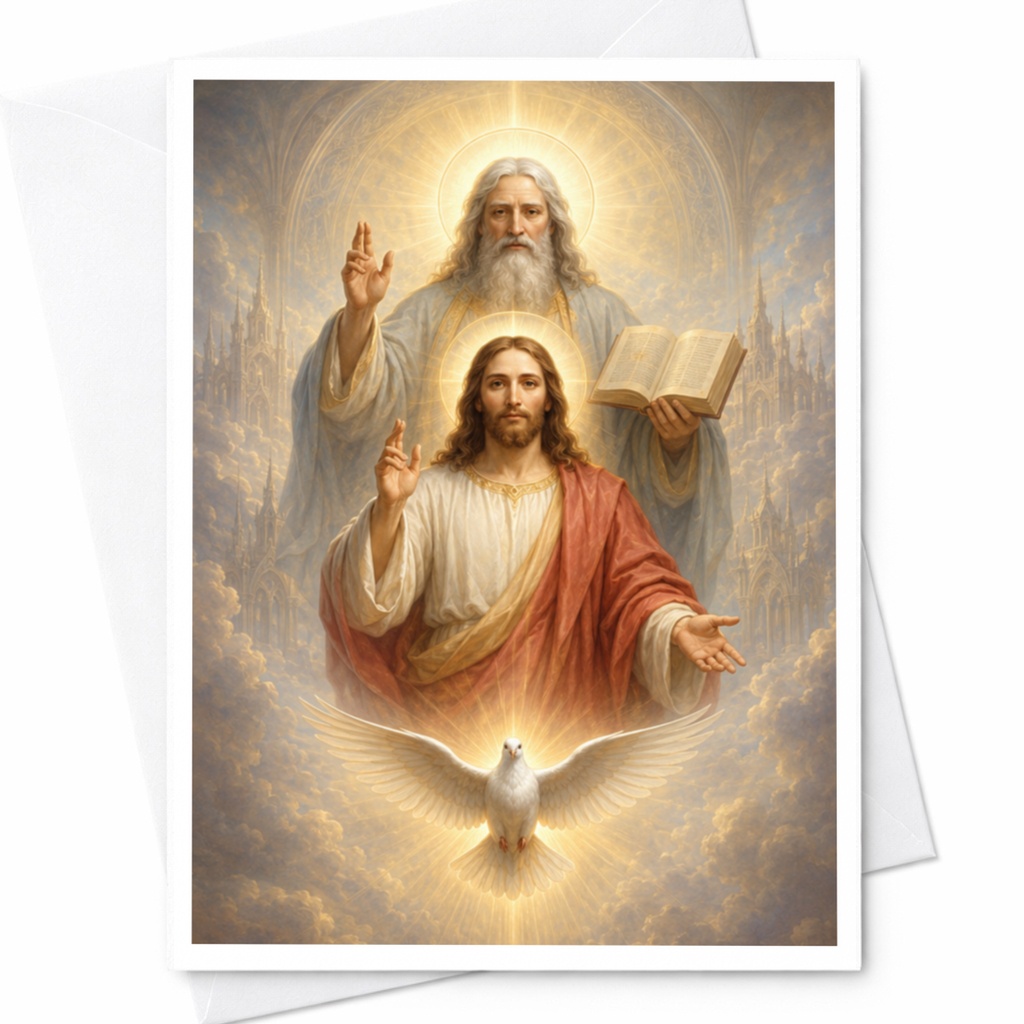 Religious Greeting Card Holy Trinity Dove Spiritual Blank Card Christian Faith Inspirational Art C4022
