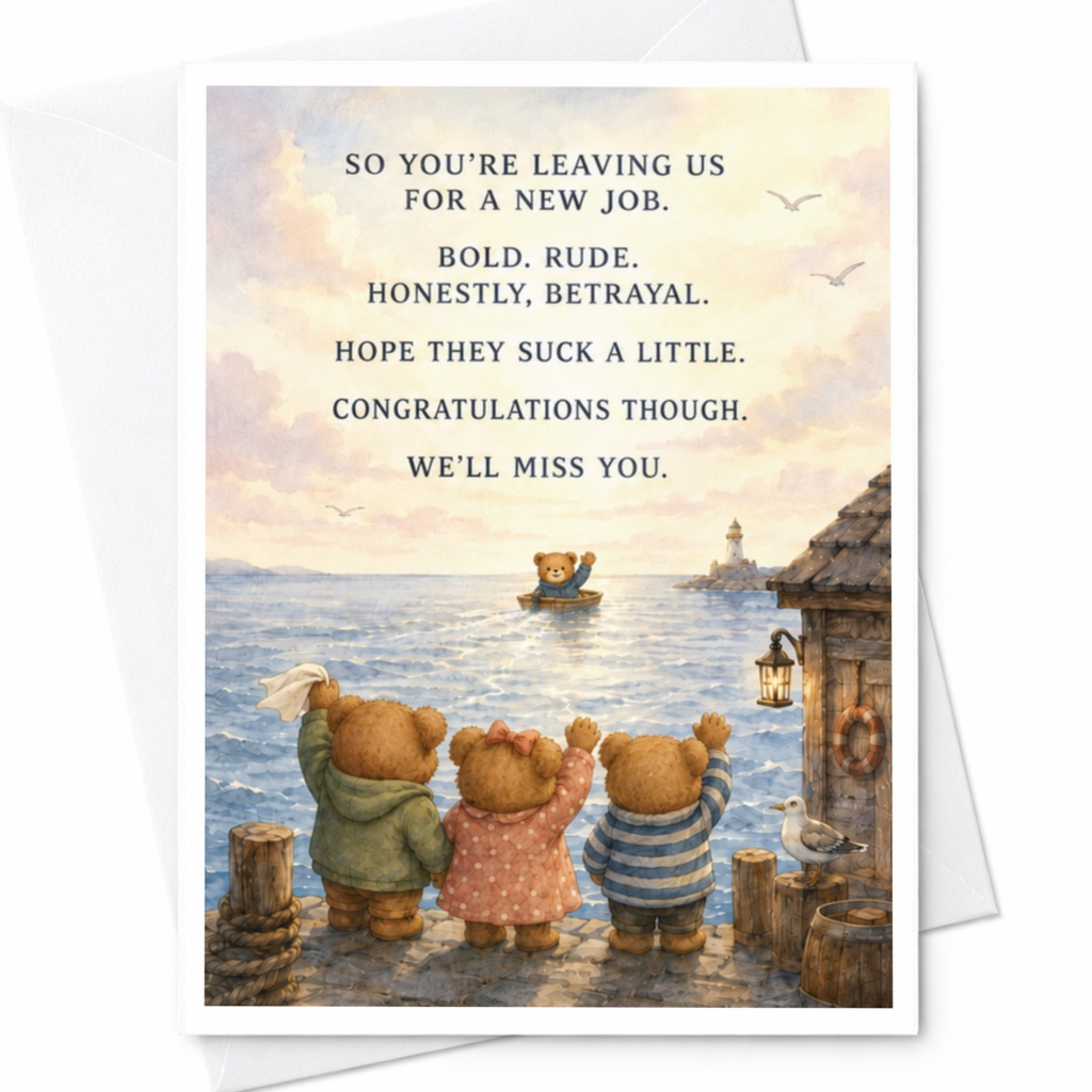 So You’re Leaving Us For A New Job Funny New Job Card Congratulations We'll Miss You Card Cute Bears Farewell Card C3994