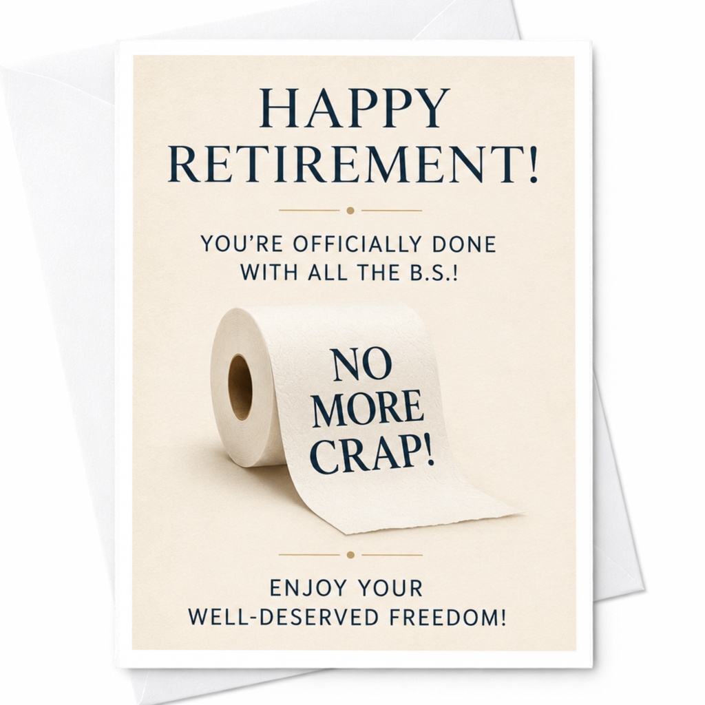 Happy Retirement! Funny Retirement Card Coworker No More Crap Enjoy Freedom Card For Him Her Office Farewell C4008