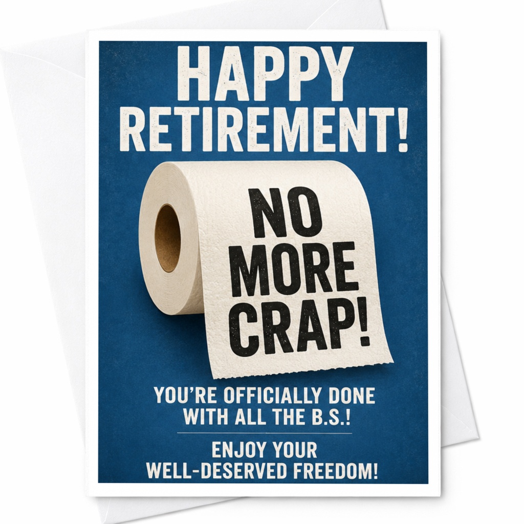 Happy Retirement! No More Crap! Funny Retirement Card Card For Coworker Him Her Enjoy Freedom C4009