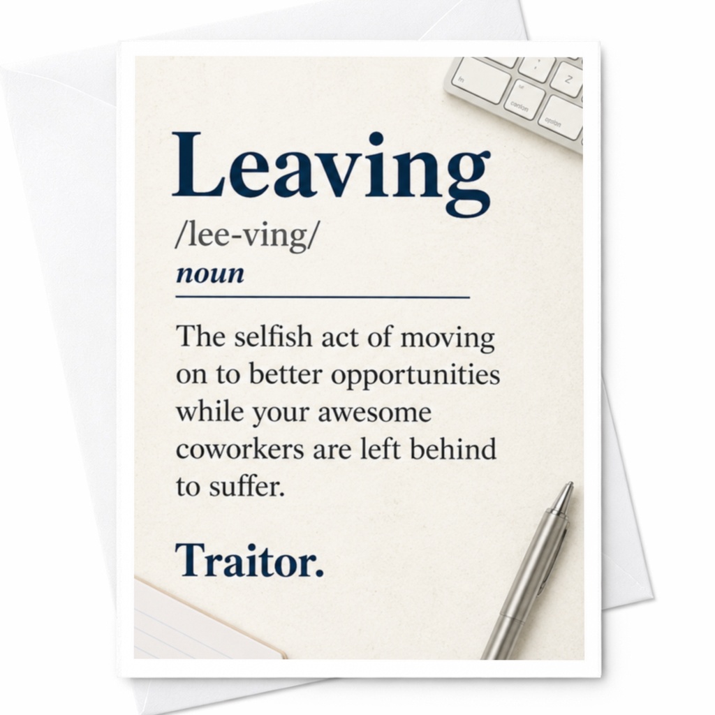 Leaving Definition Funny Farewell Card Traitor Coworker Goodbye Card Office Going Away Card For Colleague C4013