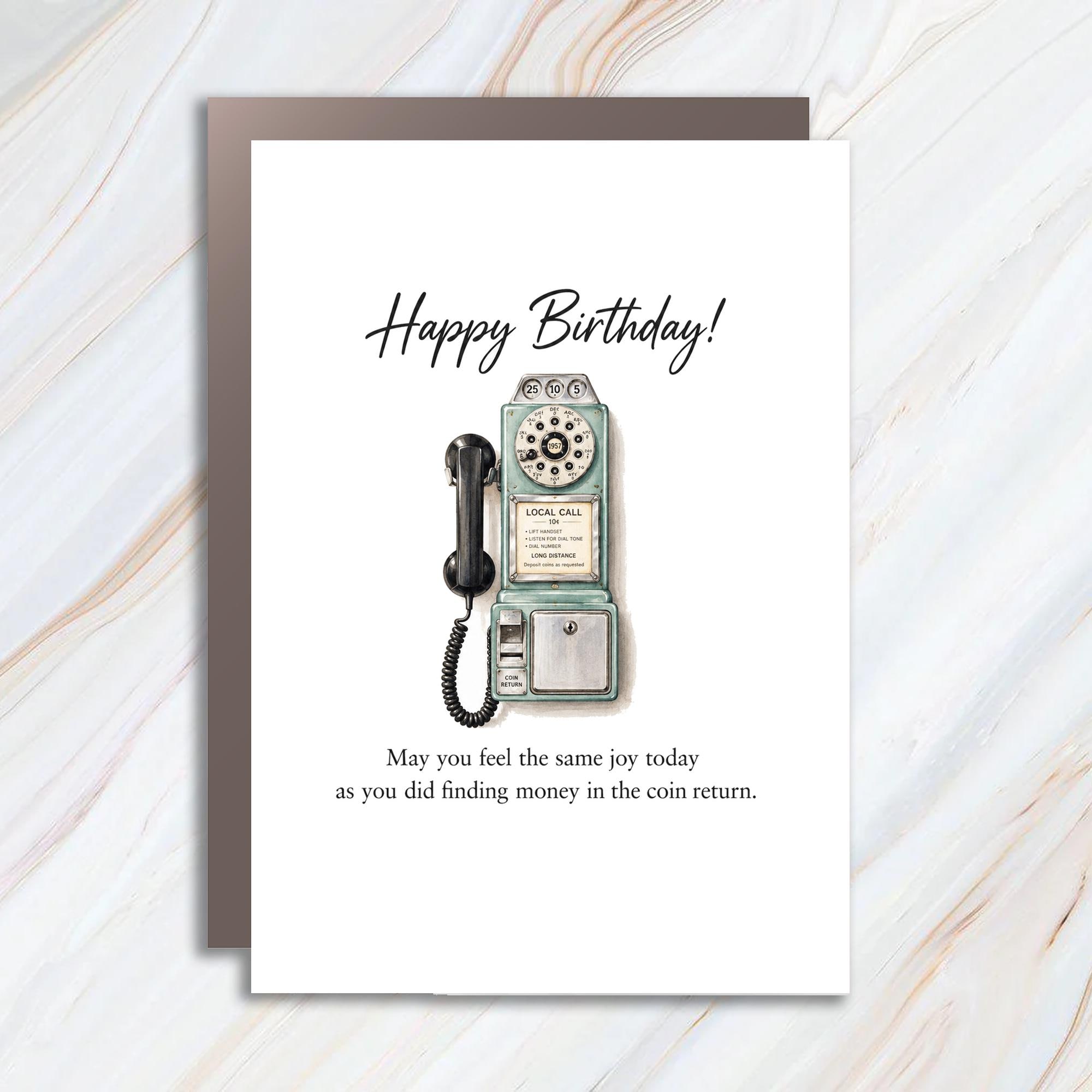 Happy Birthday! May You Feel The Same Joy Today Birthday Card Vintage Telephone Funny Greeting Card For Friend BC140
