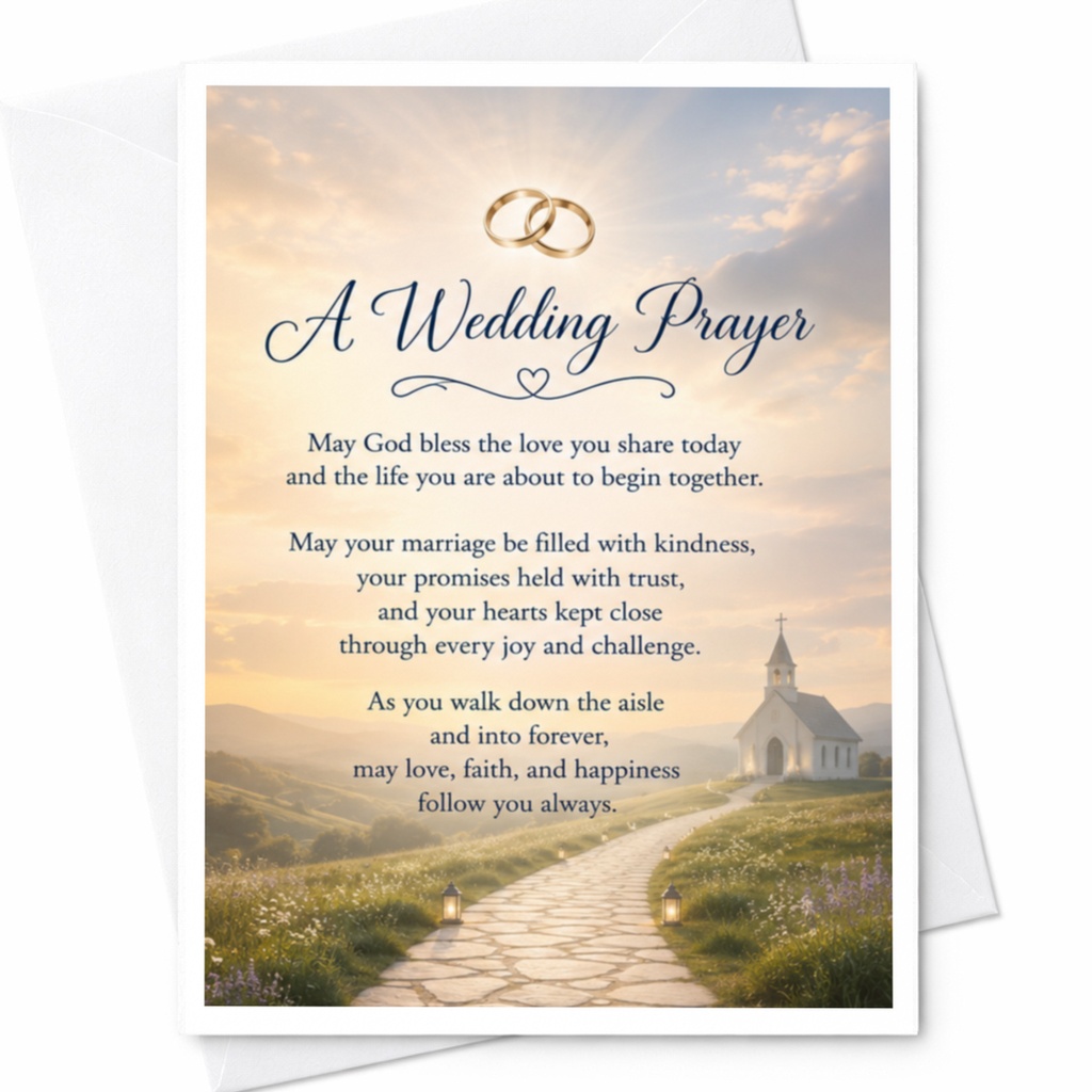 A Wedding Prayer Spiritual Wedding Card Bride And Groom Marriage Blessing Newlywed Couple Religious Ceremony Card C4034