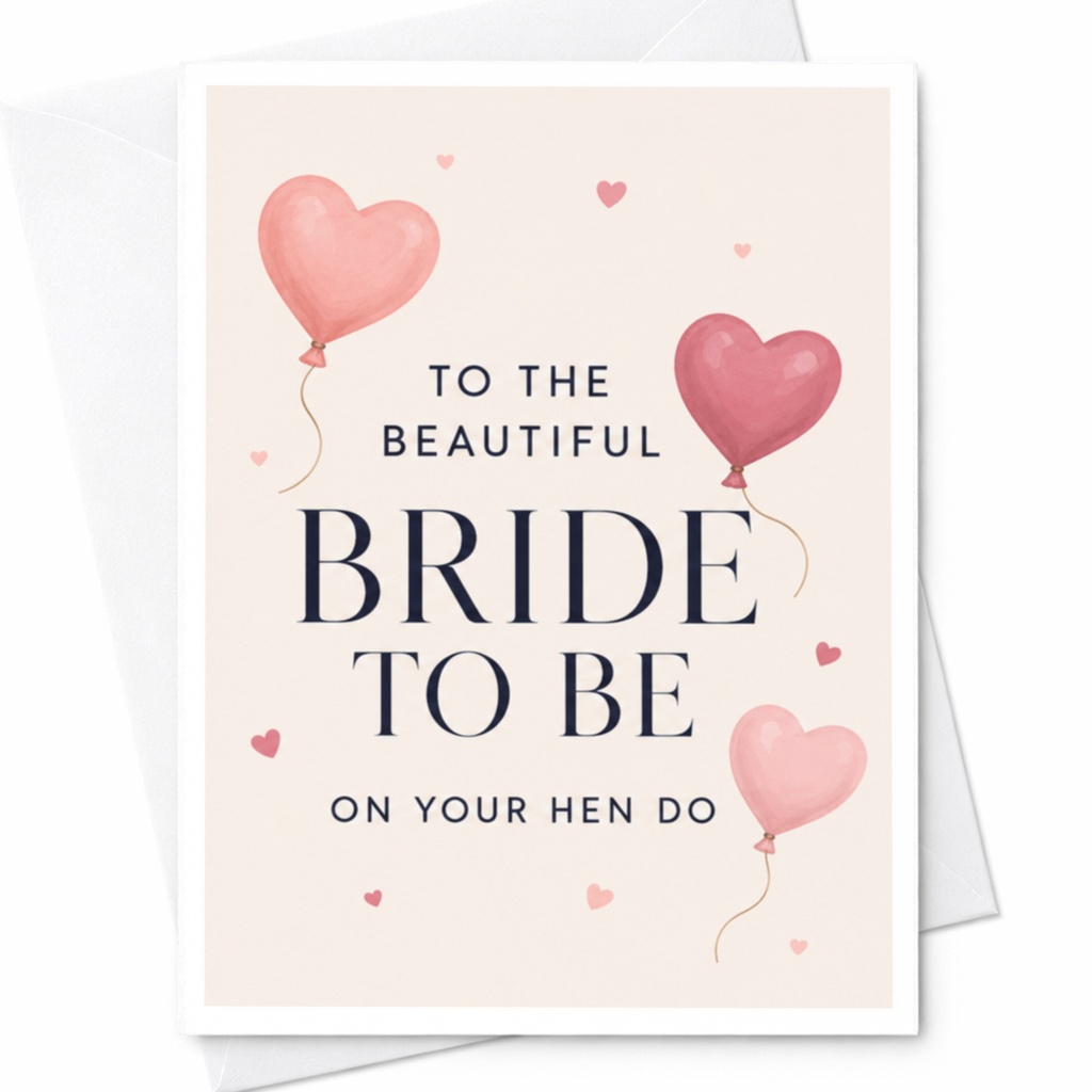 To The Beautiful Bride To Be On Your Hen Do Hen Party Card Bride To Be Celebration Cute Heart Balloons Wedding Card C4036