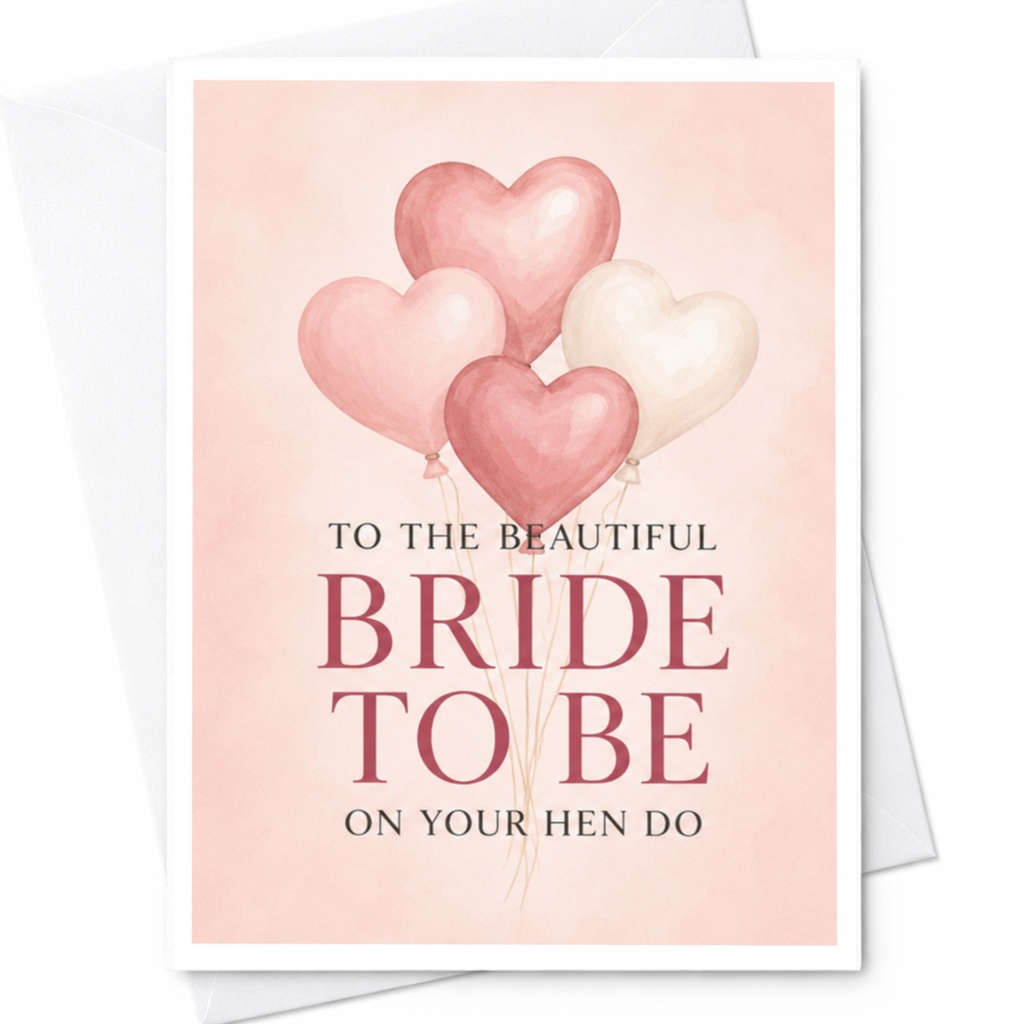 To The Beautiful Bride To Be On Your Hen Do Heart Balloons Hen Do Card Bride To Be Celebration Cute Wedding Card C4037