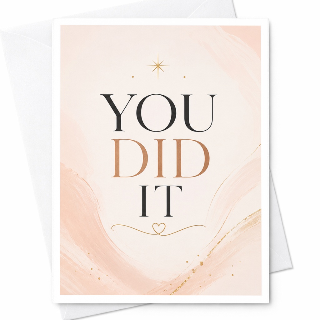 You Did It Congratulations Card Abstract Pink Gold Graduation Achievement Encouragement Card For Her Him C4040