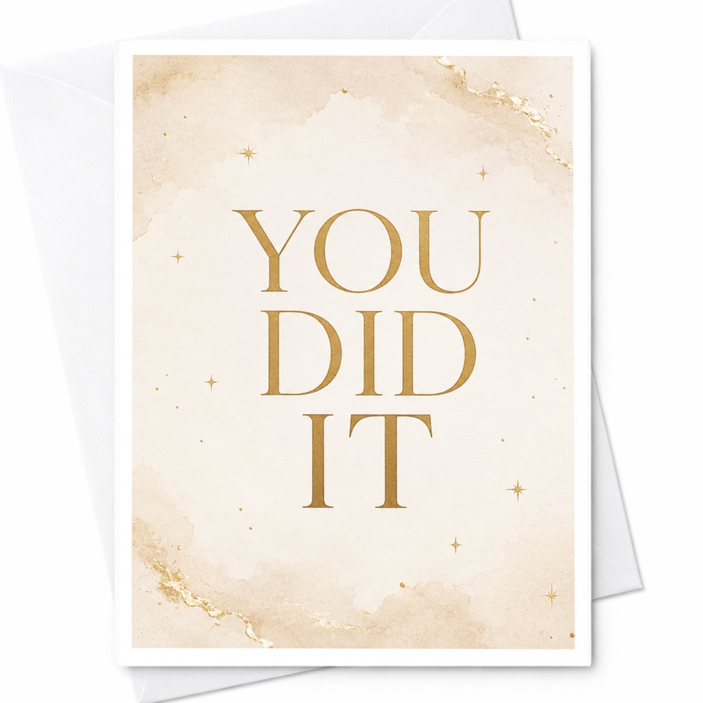You Did It Congratulations Card Gold Text Graduation Achievement Celebration Greeting Card For Friend Minimalist C4041