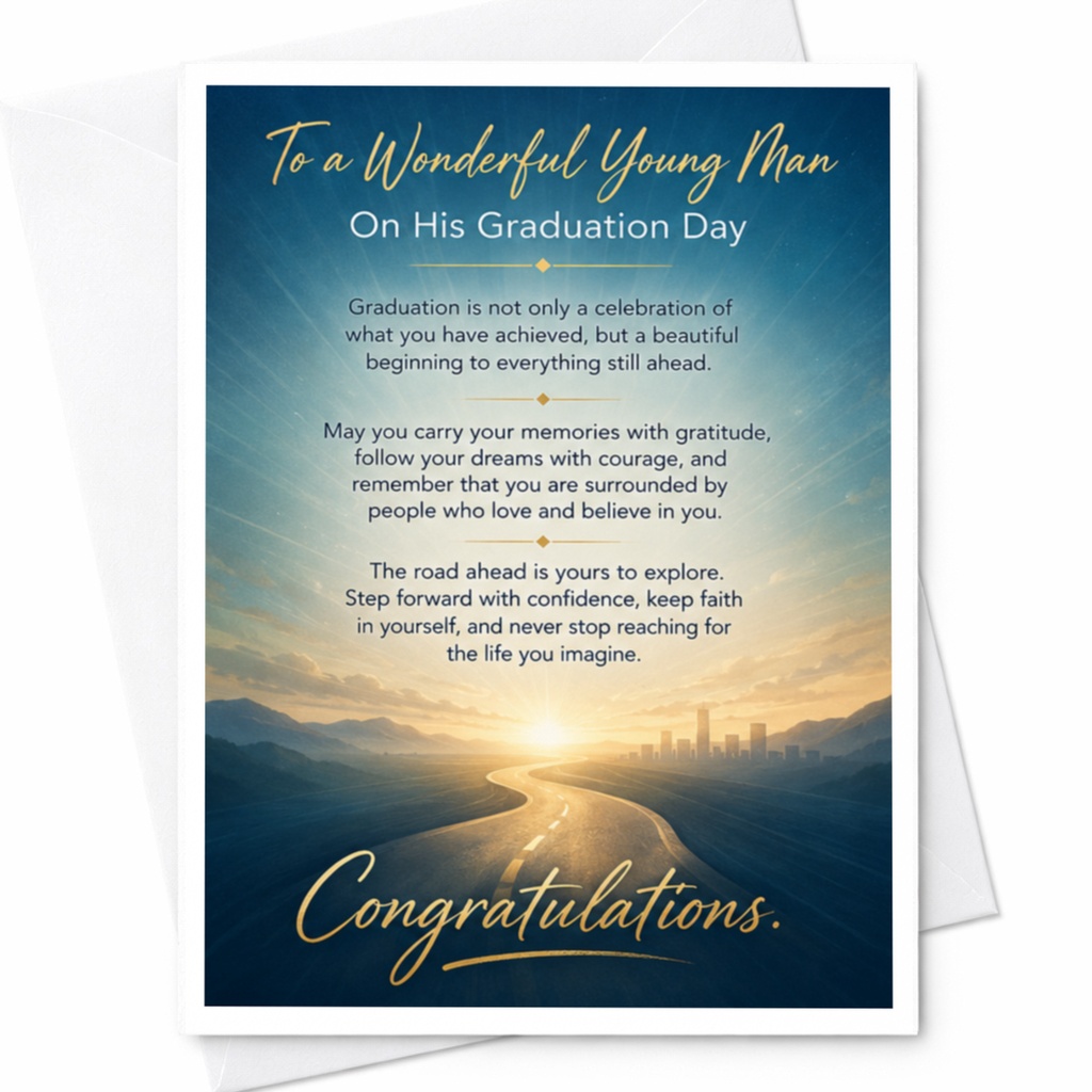 To A Wonderful Young Man On His Graduation Day Inspirational Graduation Card For Him Senior Gift Keepsake Congratulations C4042