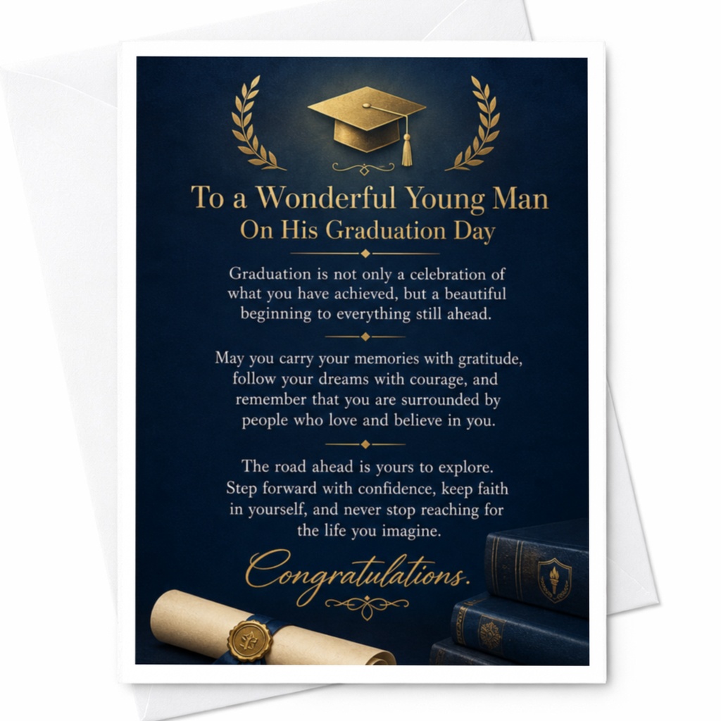 To A Wonderful Young Man On His Graduation Day Inspirational Graduation Card For Him Senior Gift Keepsake Congratulations C4043