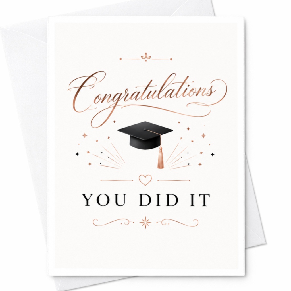 Congratulations You Did It Graduation Card Academic Achievement Congrats For Graduate Student Cap Milestone C4045